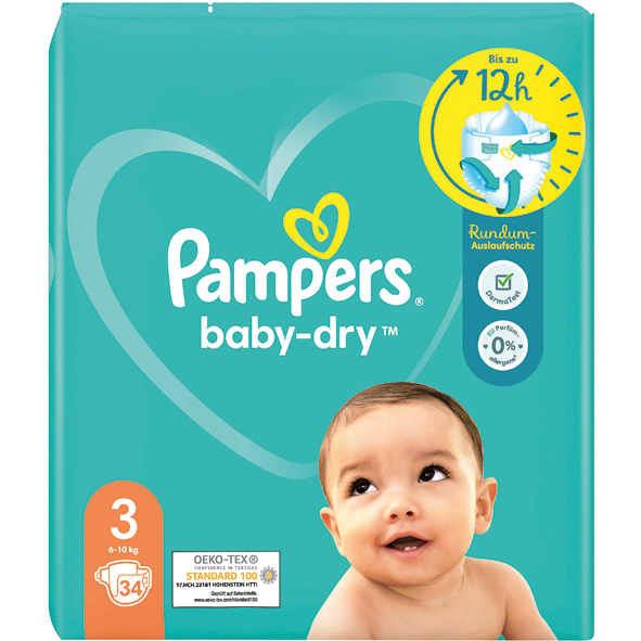 Pampers Baby dry 3 (6-10kg) 34 kusů