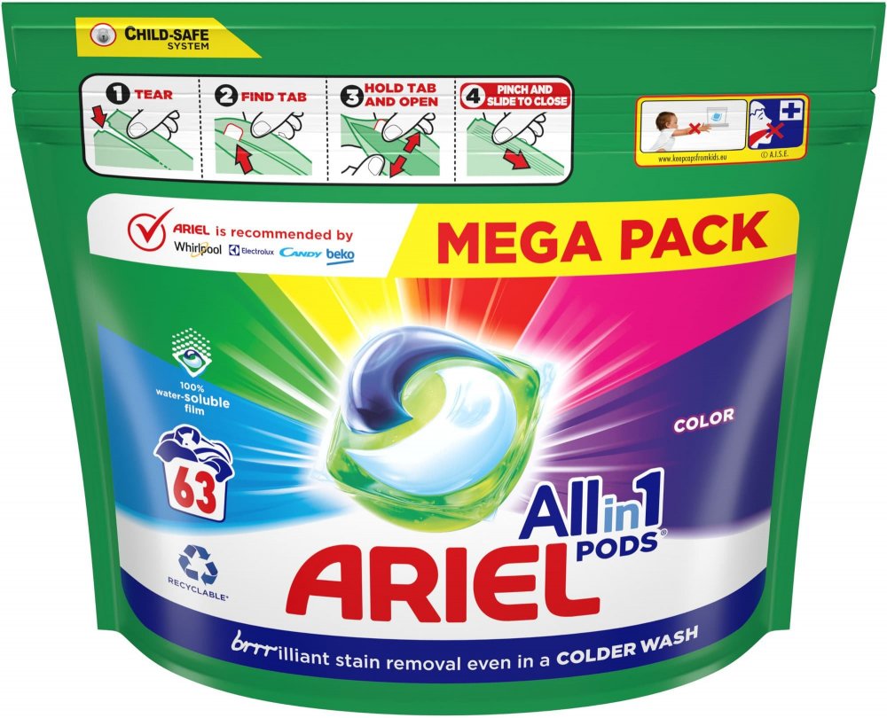 Ariel pods Allin1 COLOR Mega Pack 63 kusů