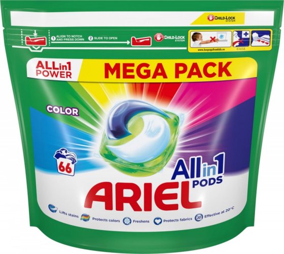 Ariel Color, gelové kapsle na praní 66 ks