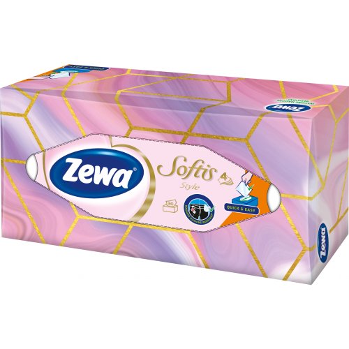 Zewa Softis papírové kapesníčky v krabičce 4vrstvé 80 kusů