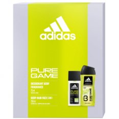 GIFT SET Adidas Pure Game parfémový deodorant sklo 75 ml + sprchový gel 3in1 250 ml