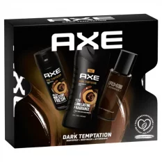 GIFT SET AXE Dark Temptation sprchový gel 250 ml + Tělový sprej 150 ml + pěna po holení 100 ml