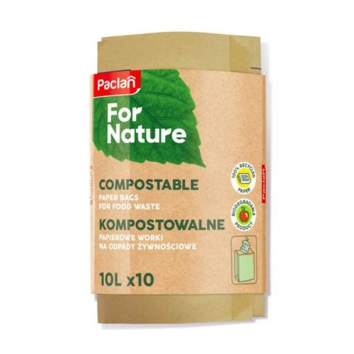 Paclan For Nature - Kompostavatelné papírové pytle na bioodpady 10l - 10ks