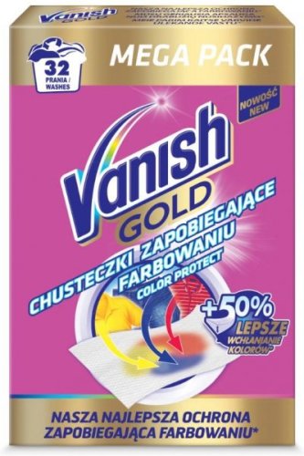 Vanish Ubrousky do pračky proti zbarvení prádla Gold 32 praní 4 x 8 kusů