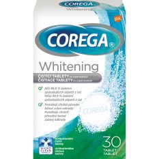 Corega čistící tablety na zubní náhrady Whitening 30 kusů