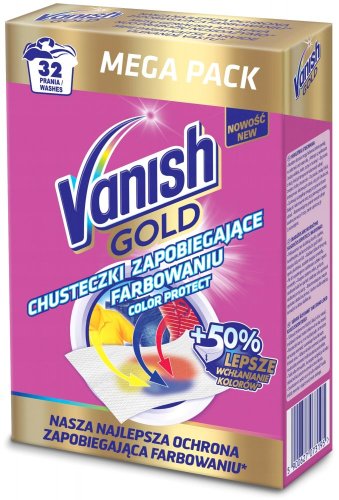 Vanish Ubrousky do pračky proti zbarvení prádla Gold 32 praní 4 x 8 kusů