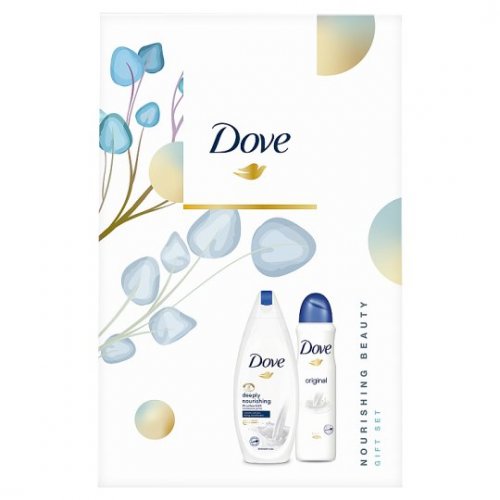 Dove Nourishing Deeply vyživující sprchový gel 250 ml + antiperspirant sprej 150 ml, kosmetická sada