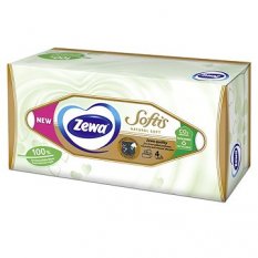 Zewa Softis Natural Soft papírové kapesníky v boxu 4vrstvé 80 ks