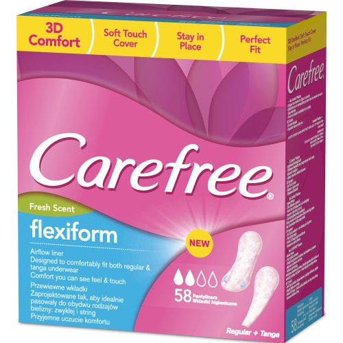 Carefree Cotton Flexiform slipové vložky se svěží vůní 56 kusů