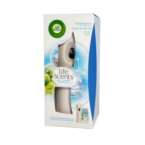 Air Wick Freshmatic automatický osvěžovač + náplň vůně svěžího prádla a bílého šeříku 250 ml + baterky