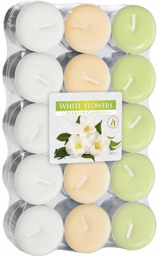 BISPOL Vonné čajové svíčky - White flowers 30 ks