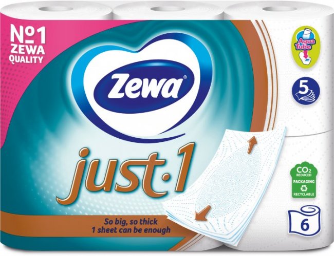 Zewa Just 1 toaletní papír Aqua tube 5vrstvý 6 rolí