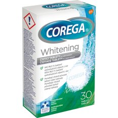 Corega čistící tablety na zubní náhrady Whitening 30 kusů