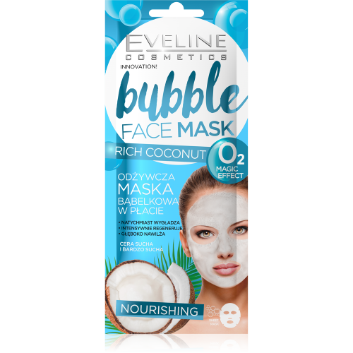 Eveline Cosmetics Bubble Mask Rich Coconut vyživující plátýnková maska s kokosem 1 kus