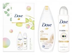 Dove Nourishing Revitalizing Silk sprchový gel pro ženy 250 ml + Invisible Dry Clean Touch antiperspirant sprej 150 ml, kosmetická sada
