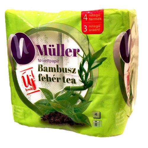 MÜLLER  Toaletní papír 4vrstvý 8 rolí Bambus a Zelený čaj