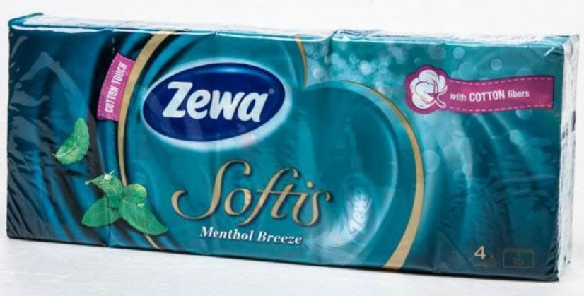 Zewa Softis Mentol papírové kapesníky 4 vrstvé 90 kusů