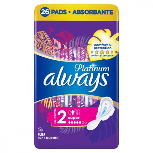 Always Platinum Super Hygienické vložky s křidélky 26 ks