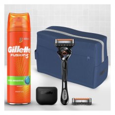 Gillette ProGlide kosmetická sada holící strojek + náhradní hlavice + kryt + gel na holení 200 ml + taška