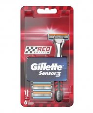 Gillette Sensor 3 Red edition (holící strojek + 6 ks náhradních hlavic)