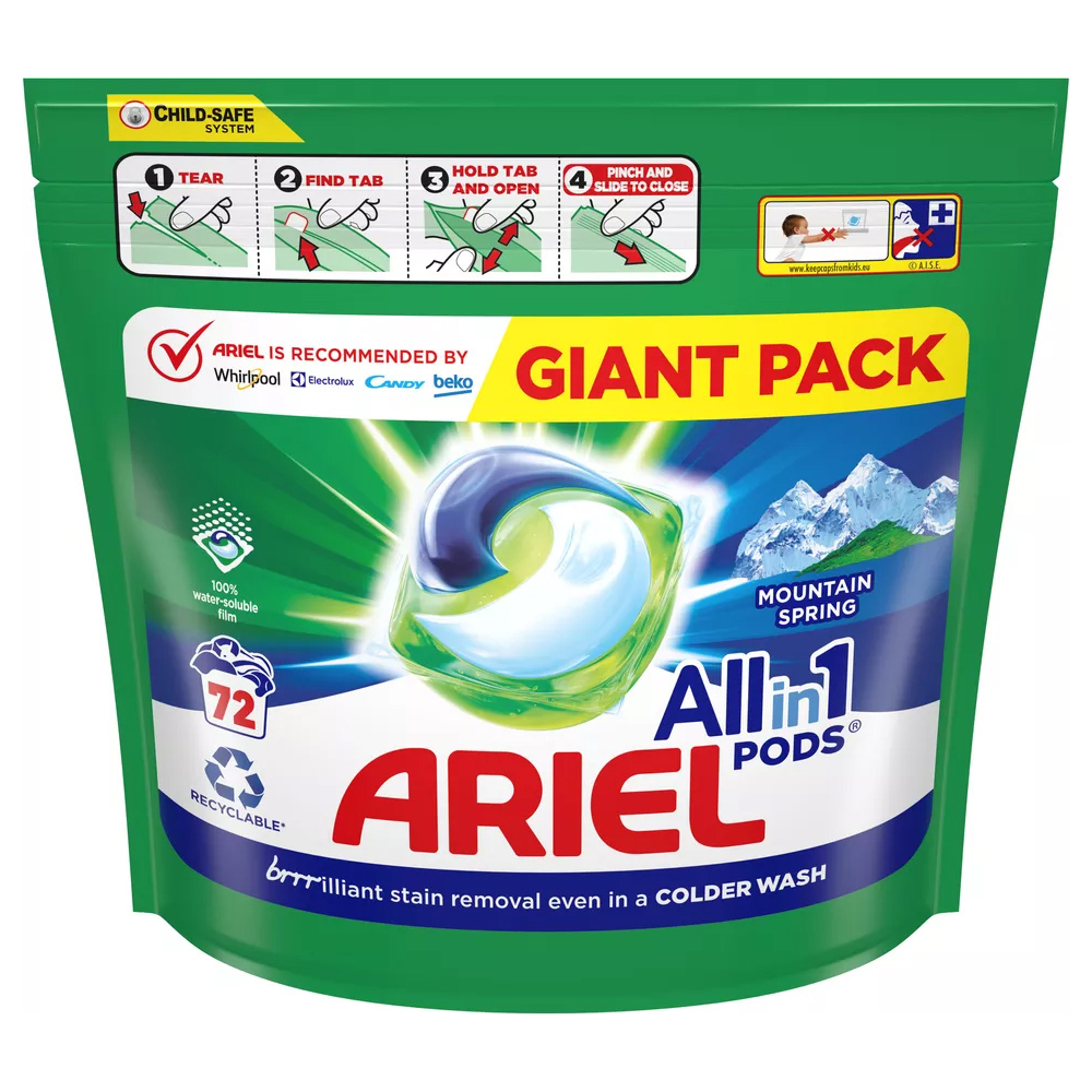 Ariel pods Allin1 Mountain Spring Giant Pack 72 kusů