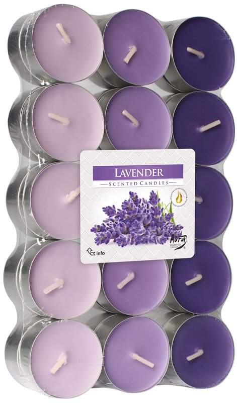 BISPOL Vonné čajové svíčky Lavender 30 kusů