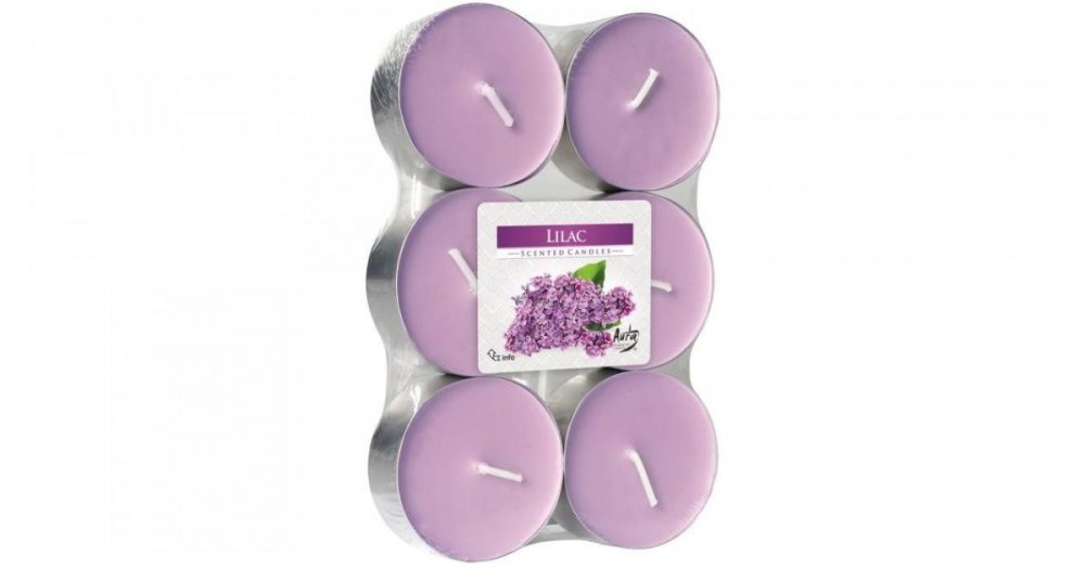 BISPOL Vonné čajové svíčky Lilac 6 kusů