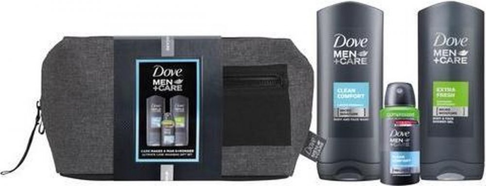 GIFT SET Dove Men+Care 2x sprchový gel 250ml + antiperspirant 150ml + taška