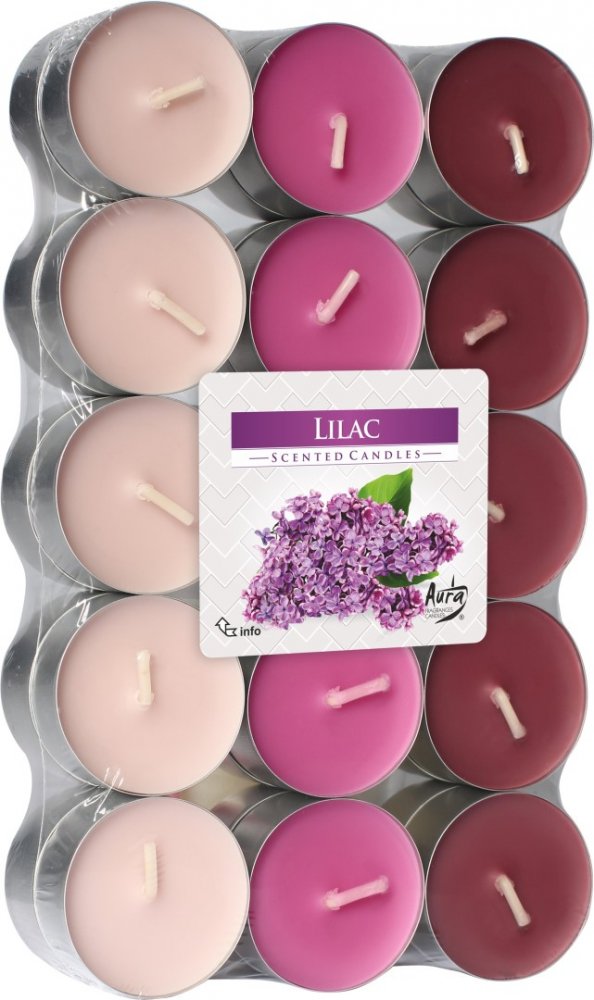 BISPOL Vonné čajové svíčky Lilac 30 kusů